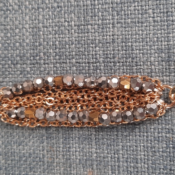 Toggle Bracelet Silver Beads Gold Chain Adjustable Length Fun Lightweight - Picture 3 of 6